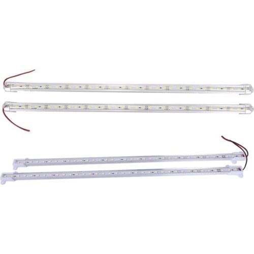 2 Pcs Aluminum Alloy Rigid LED Strip Rod Light 12V 50CM White & 2X 36 LED 5630 SMD Hard Strip Light with End Cap White