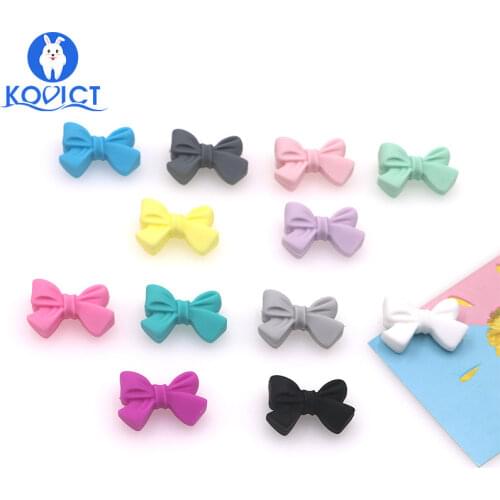 Kovict 27mm 20pcs Food Grade Silicone Teething Beads Silicone Butterfly Bow Knot Beads DIY Chewable Necklace rodent