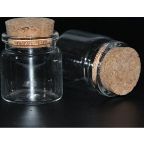 200pcs 37*40mm 20ml Wholesale Small Glass Bottles with Cork Stopper Empty Spice Bottles Jars Gift Crafts Vials Wedding Wish Jars