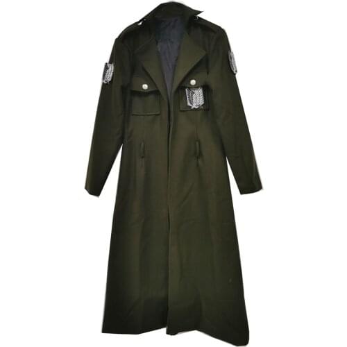 2021 Anime Attack on the Titan Cosplay Costume Green Cloak Investigation Corps Allen Uniforms Army Green Long Coat Wool Materia