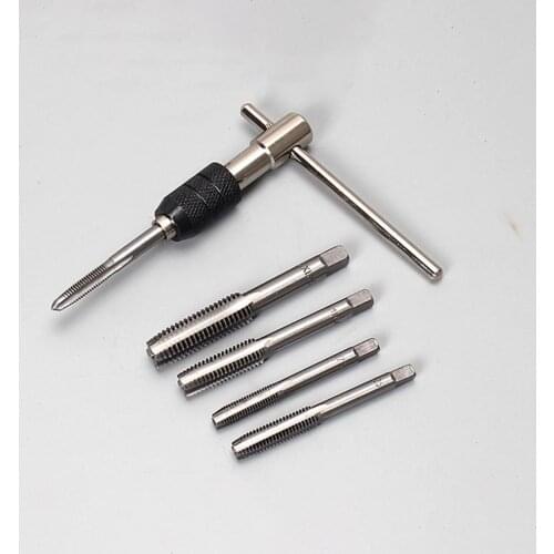 9Pcs/Set M3-M6 Screw Tap T-Shaped Adjustable Hand Screw Reamer Tap Set with Twist Drill Bits for Hand Tapping Operation