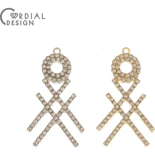 Cordial Design 50Pcs 23*39MM Earrings Accessories/Rhinestone Charms/DIY Making/Hand Made/Jewelry Findings & Components/Pendants