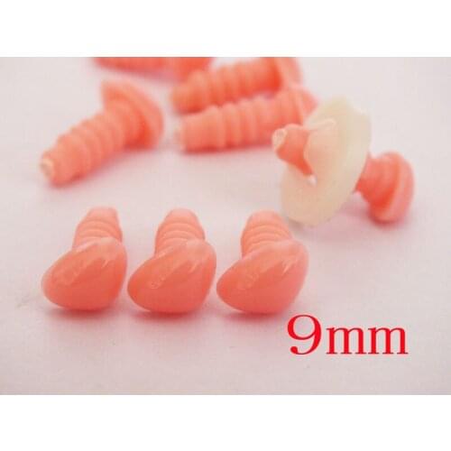 Free Shipping!! 60 pcs/lot 9mm Plastic Safety Nose Toy nose Doll Parts Animal nose --pink