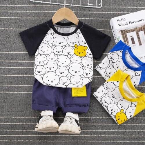 Children Cotton Baby Boy Girl Clothes Summer Cartoon Printe T-shirt Shorts 2Pcs/sets Infant Out Outfit Kids Toddler Tracksuits