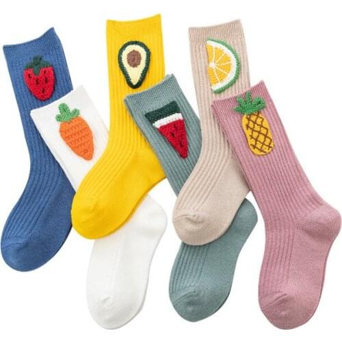 2020 spring autumn new childrens socks cute cartoon fruit knit warm kids boys girls cotton socks baby girl long tube socks