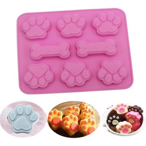 DIY Silicone Mold Puppy Paw And Bone Bakeware Dog Cat Footprint Paw Shapes Cake Molds Home Cookie Cake Decorating Baking Mould