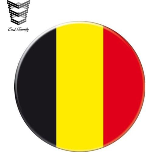 EARLFAMILY 13cm x 13cm Auto Moto Bike Suitcase Laptop Flag Round Belgium Decal Reflective Car Sticker Waterproof 3D Car Styling