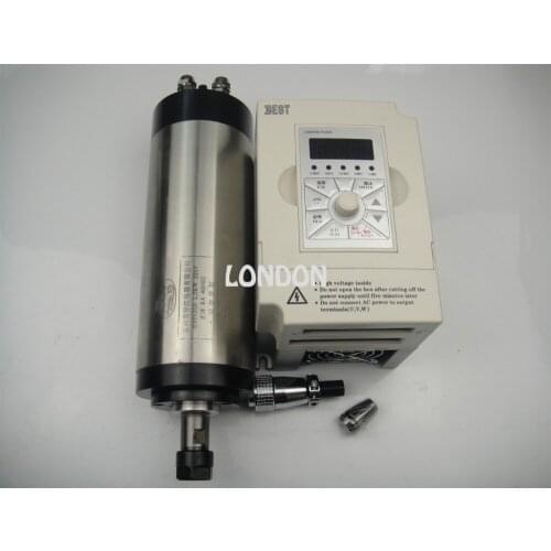 ER16 diameter 80mm 220V water cooling 1.5KW spindle with 4 pieces bearing for cnc machine+1.5KW VFD inverter