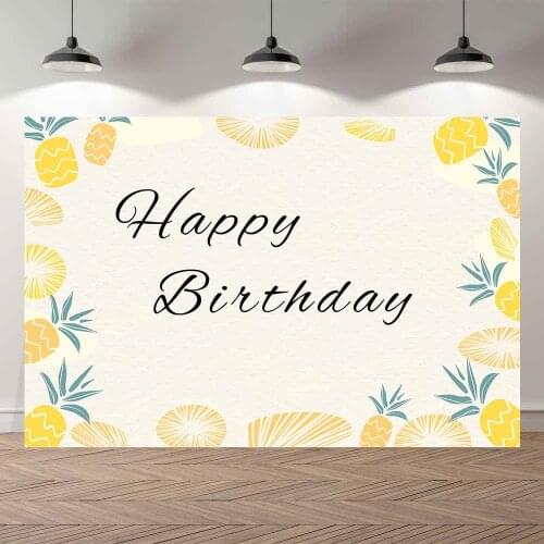 Seekpro Photography Background Happy birthday party cartoon summer tropical pineapple Backdrop Photo Photocall