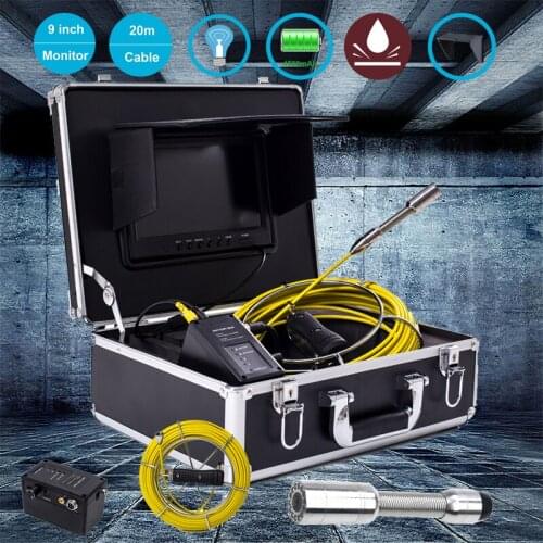 23mm High Quality Endoscope Camera 20m Cable 9inch Display Screen Pipe Inspection Borescope System Waterproof 12pcs LED Lights