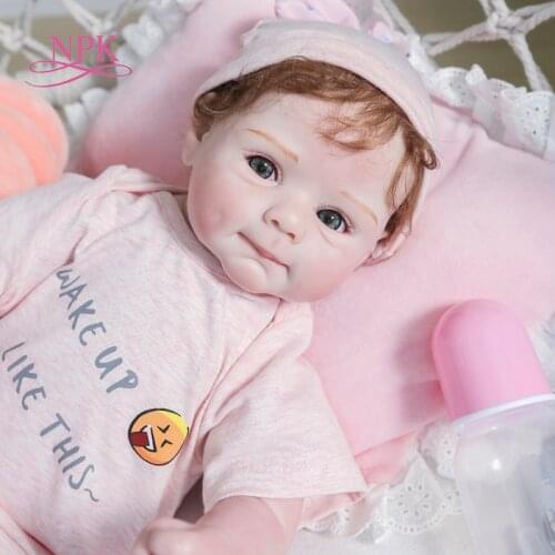 NPK 50CM Original Design Bebe Girl Doll Reborn Soft Body Cuddly Newborn Baby Size Real Touch Flexible Silicone Vinyl