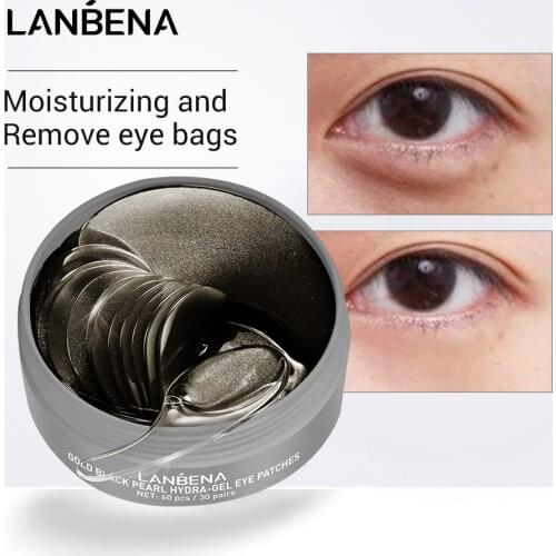 LANBENA Gold Black Pearl Collagen Eye Mask Remover Puffy Eye Bags Whitening Tighten Eye Skin Pore Minimizer Smooths Skin Care