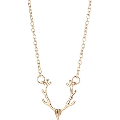 Fashion Metal Silver Color Rose Gold Color Cute Sweet Christmas Antlers Pendant Charm Deer Necklace for Women Girl Friend Lover