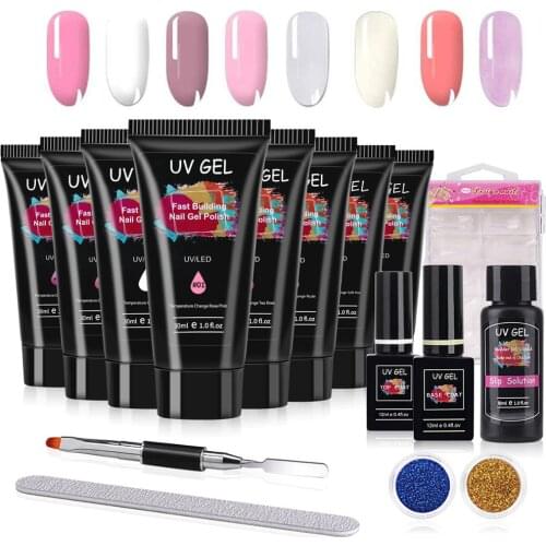 30ML 8 Colors Quick Dry Acrylic Gel Kit Nail Extension Gel Set Nail Dryer Acrylic Builder Gel for Manicure Fingertip Extend