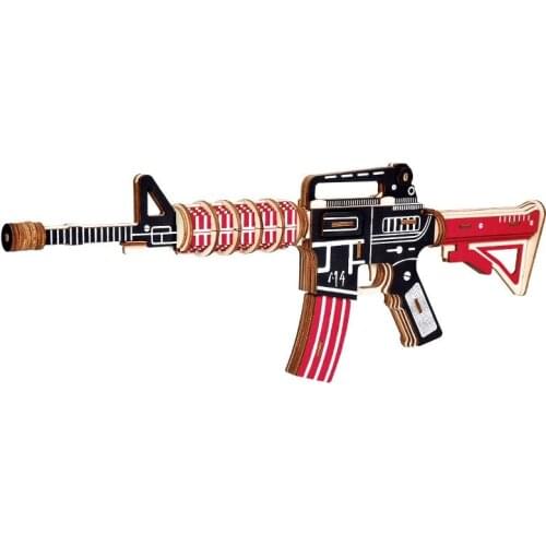 3D DIY Assembly Filitary Gun Mdel Kit Physical Science Experiment Technology Educational Wooden Toys For Children Kids Adult