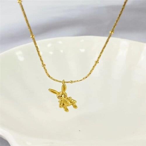 2021 new Korean network red simple titanium steel necklace female INS gold rabbit clavicle chain pendant wholesale