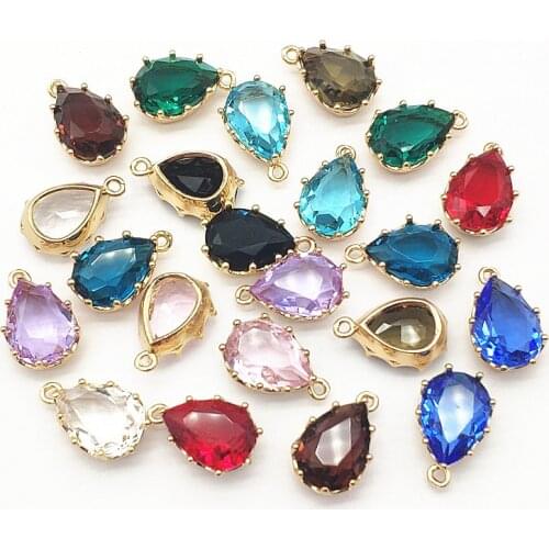 New Arrival! 17x11mm 50pcs Copper Crystal Drop shape Charm For Handmade Necklace Earring Parts DIY Accessories,Jewelry Findings