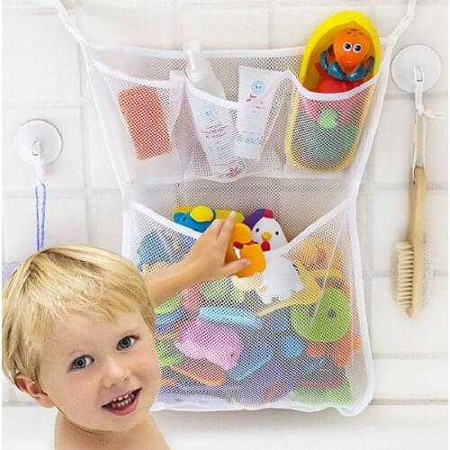 NEW Wall Hanging Kitchen Bathroom Storage Bags Knitted Net Mesh Bag Baby Bath Toys Strong Suction Shampoo Organizer Container