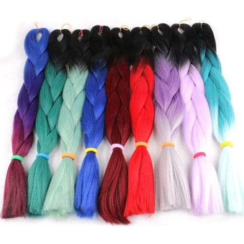 Ombre Braids Hair Extensions Jumbo Crochet Braiding Hair 24 Inch High Temperature Synthetic Braid Hair Yaki 10pcs/lot
