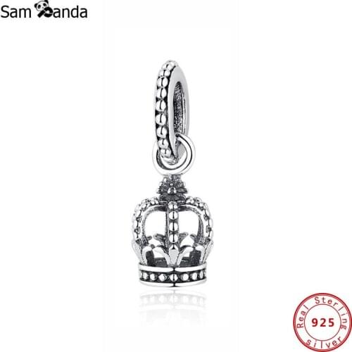 Original 100% 925 Sterling Silver Charm Bead Noble Splendor Crown Pendant Charms Fit Bracelets Women Diy Jewelry
