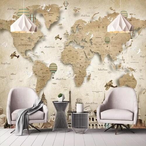 Custom Any Size Photo Wallpaper Cartoon Square Map 3D Mural Wall Cloth Living Room TV Bedroom Background Wall Decoration Tapety