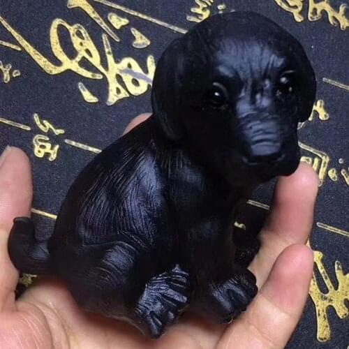 Natural obsidian dog quartz minerals hand carved stones and crystals gemstones feng shui decoration