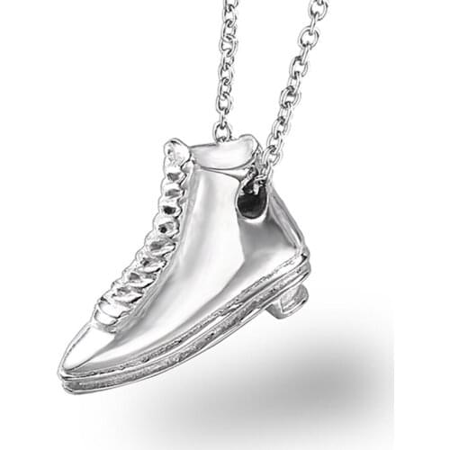 RIR Shoes Pendant Necklace Silver Stainless Steel Fashion Simple Shoes Shape Pendants Necklaces With Link For Women Jewelry Gift