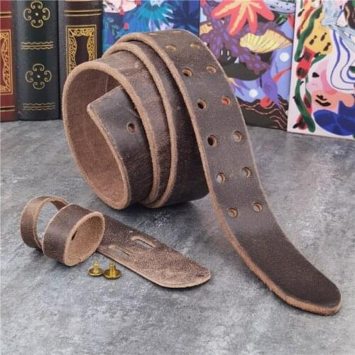 Luxury Thick 38MM Double Pin Tongue Leather Belt Without Buckle Ceinture Men belt without buckle Leather Mens Waist Belt SP06