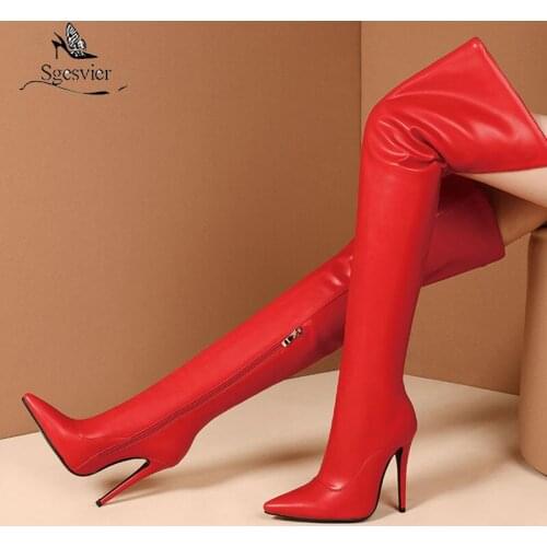 Sgesvier 2021 Winter boots sexy extreme high heels pointed toe women boots top quality over the knee boots women big size 33-45