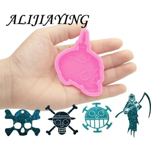 Halloween Defense Skull Molud Key Ring Decoration - Silicone Mold for DIY Keychain with Epoxy -Resin Crafting Mold DY0158