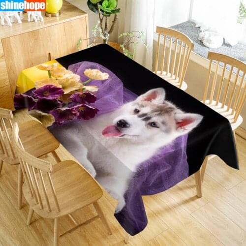Dogs Animal Pattern Tablecloth Husky Table Cloth Dustproof Washable Cloth Rectangular Table Cover for Home table Decor