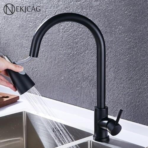 Stainless Steel Sensor Kitchen Faucets Mixer Tap hot and cold black pull type telescopic sink basin faucet