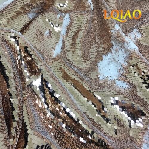 3 Meters(1.25mx3m) Reversible Mermaid Fish Scale Sequin Fabric Rose Gold-White Sequin fabric for Dresses/Bikini/Cushion Cover