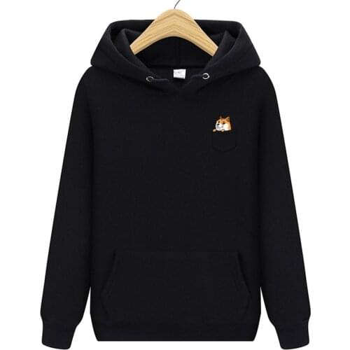 2019 new brand pocket cat letter print hoodie autumn and winter new hoodie mens fleece hooded jacket