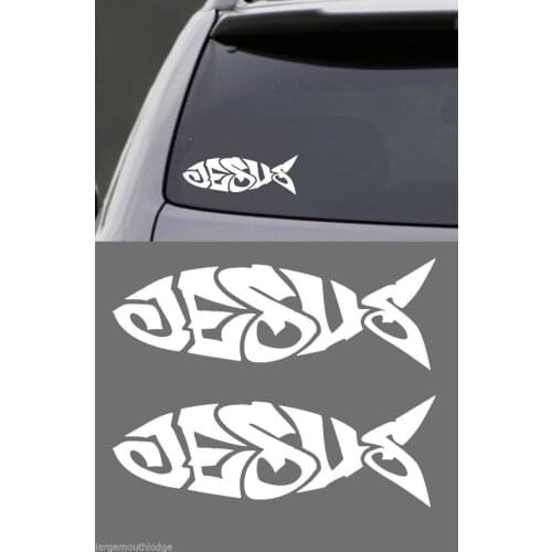 JESUS FISH (2pcs) 6" CHRISTIAN VINYL DECAL STICKER WINDOW LAPTOP MIRROR