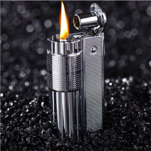 Vintage Metal Kerosene Lighter Cigarette Lighter Retro Torches Flint Lighter Inflatable Smoking Novelty Lighter
