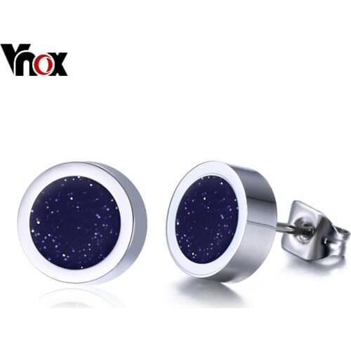 Vnox Starry Sky Stud Earrings for Women 4 colors Classic Simple Color Stainless Steel Earings Daily Jewelry