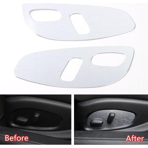 YAQUICKA 2Pcs Aluminum Alloy Car Seat Adjust Button Panel Cover Trim For Chevrolet Camaro 2017+ Interior Accessories Car-styling