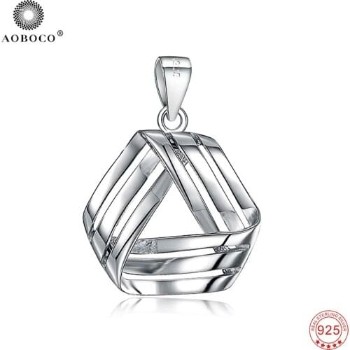 Pendants Women 925 Sterling Silver Geometric Shape Shiny Necklace Women Pendant Fashion Silver Jewelry Kolye Gifts