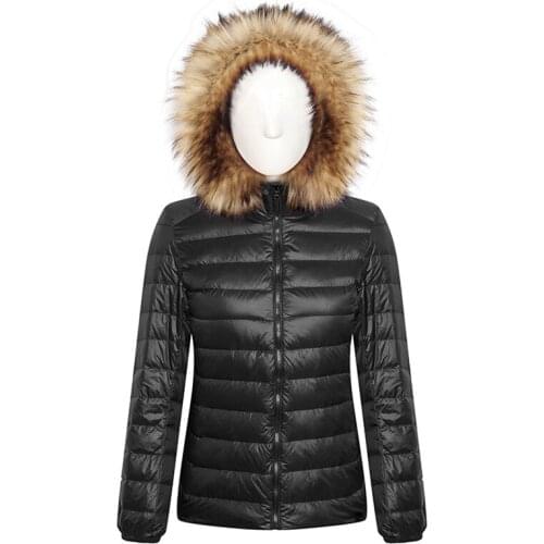 Fur Winter Down Jacket Women with Hood Zipper Warm Coat Long Sleeve Hooded Slim Female Clothes For Girls 2020 Autumn