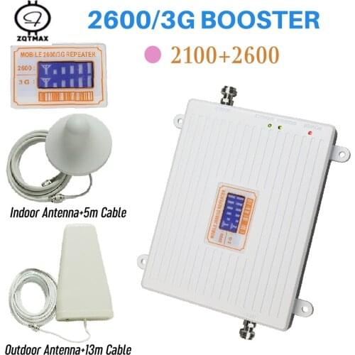 ZQTMAX celular 4g repeater 2600 wcdma 2100 signal booster 3g UMTS LTE internet signal amplifier for smartphone + antenna sets