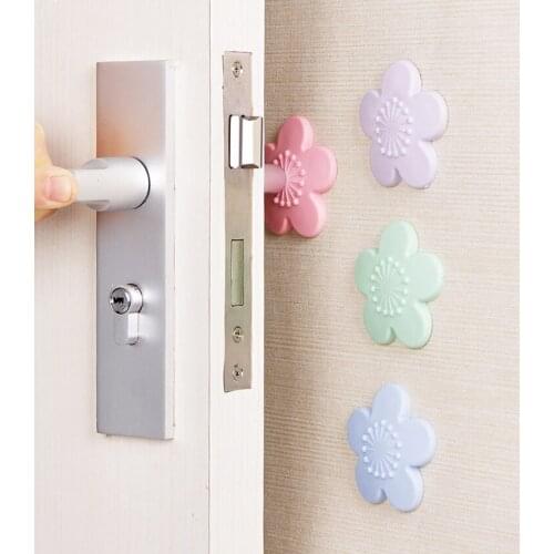 1pc Wall Thickening Mute Door Fenders Flower Modelling Rubber Fender Handle Door Lock Protective Pad Protection wall stick