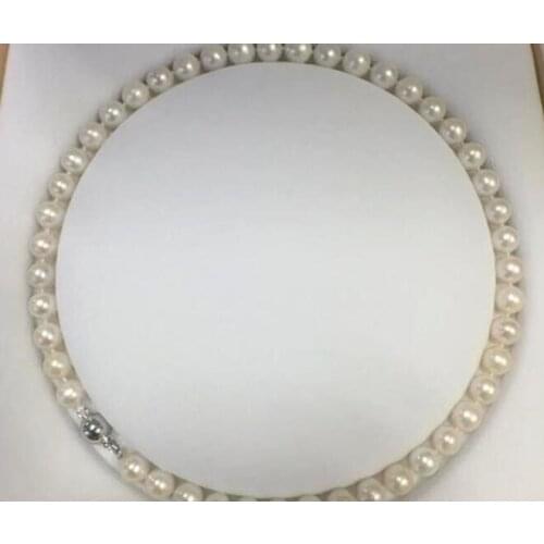 10mm bright white round pearl necklace round clasp natural Freshwater PEARL Women Jewelry 35cm 43cm 15'' 17