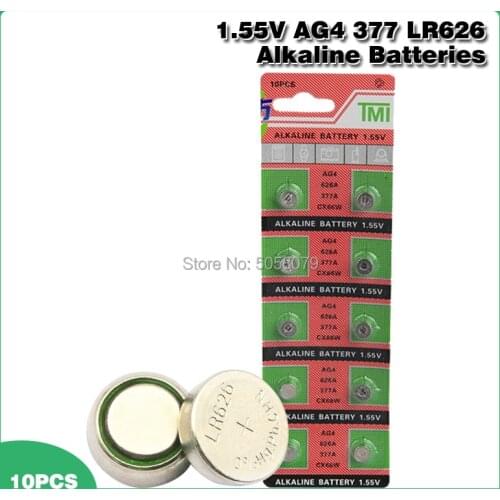 10PCS 377 Battery AG4 LR626 626 1.55V sr626sw CX66 Watch Button Cell Battery For Watch Toys Remote Coin Battery