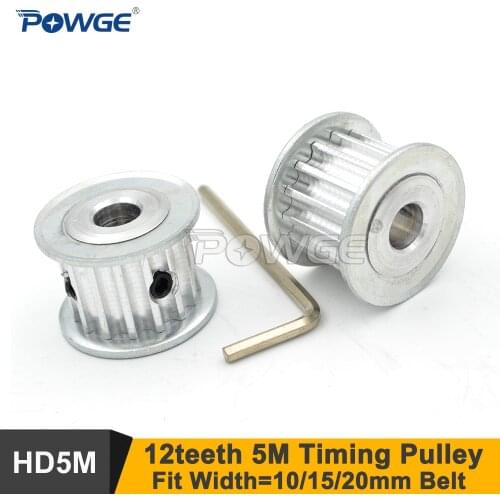POWGE 12 Teeth 5M Synchronous Pulley Bore 5/6/6.35/7/8mm Fit Width 15/20mm 5M Timing Belt 12T 12Teeth HTD 5M Timing Pulley