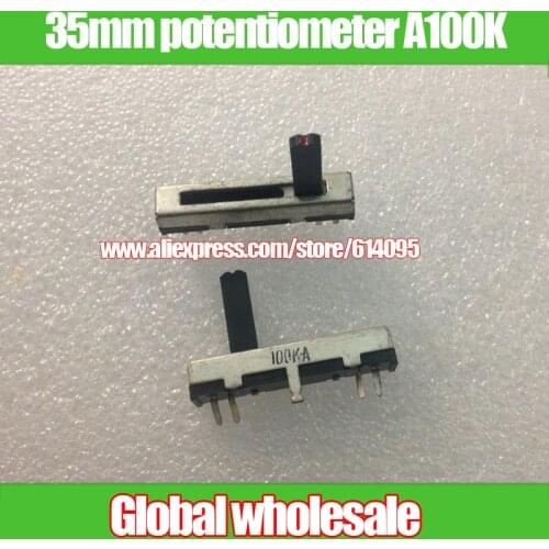 2pcs 35mm mixer straight sliding potentiometer A100K / single linkage fader