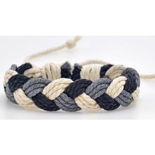 2019 Men Braided Rope Bracelet Casual Fashion Cotton Strand Wristband Best Color Match Design