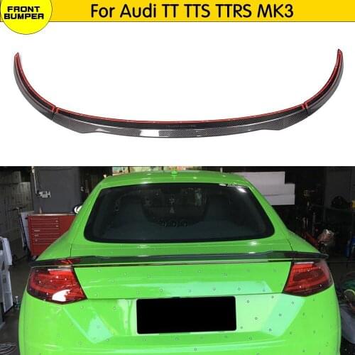 3PCS Carbon Fiber Car Trunk Rear Spoiler Lip for Audi TT & TTS & TT RS 2015-2017 Fit Base Coupe & Convertible