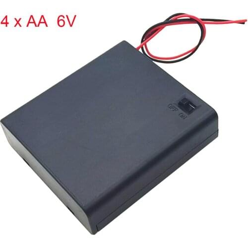 4 X AA 6V Battery Holder Case Slot Holder Plastic Storage Box With OFF/ON Switch Wires For RC Parts For Output DC 6V