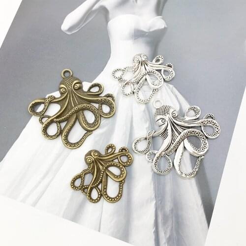 5Pcs Octopus Charms Pendants DIY Jewelry Making Alloy Findings Accessory For Necklaces Earrings